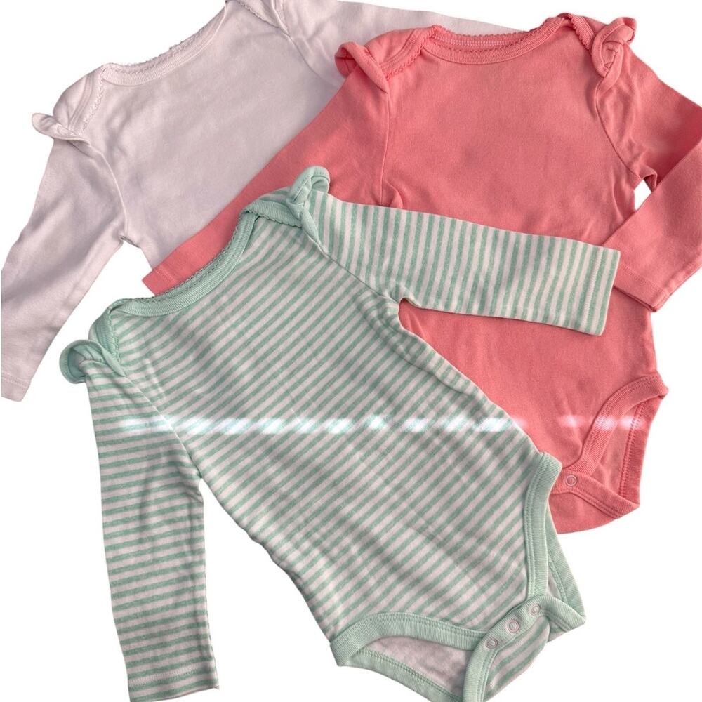 Cloud Island Bodysuit Bundle Long Sleeve Baby Girl Pink Green 6-9 Months